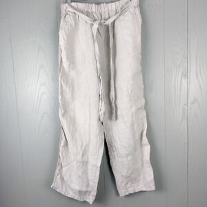 Scandal‎ Womens Linen Boho Pull On Pants 26 Waist Embellished Belted Resort Crop